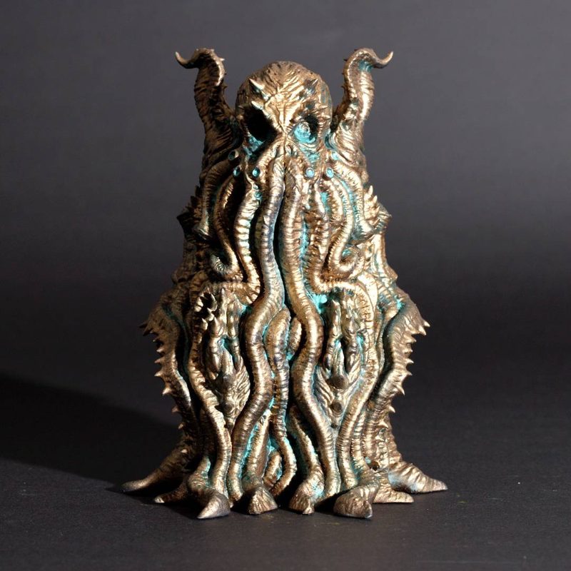 Bronze Cthulhu idol with sweeping tentacles and horns